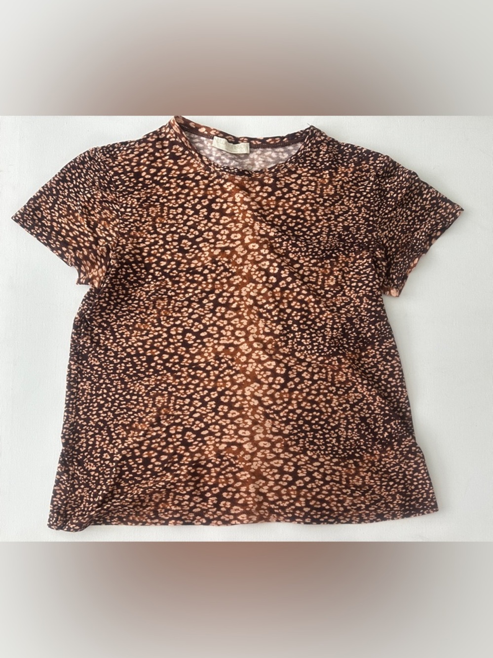 Ulla Johnson women’s Brown and tan Leopard Short Sleeve Tee.  Size M.